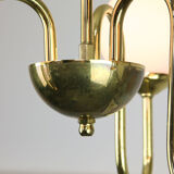 Lustre doré vintage en verre opalin