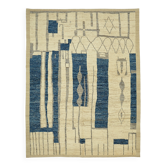 Tapis en laine beige tribal décoratif fait main 280 cm x 370 cm