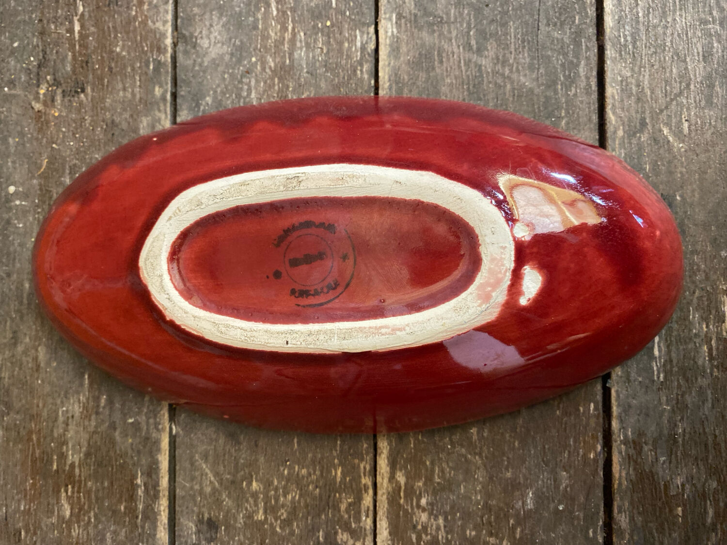 Set of 3 Vintage Red Oriental Ceramic Pocket Vases with Black Decor