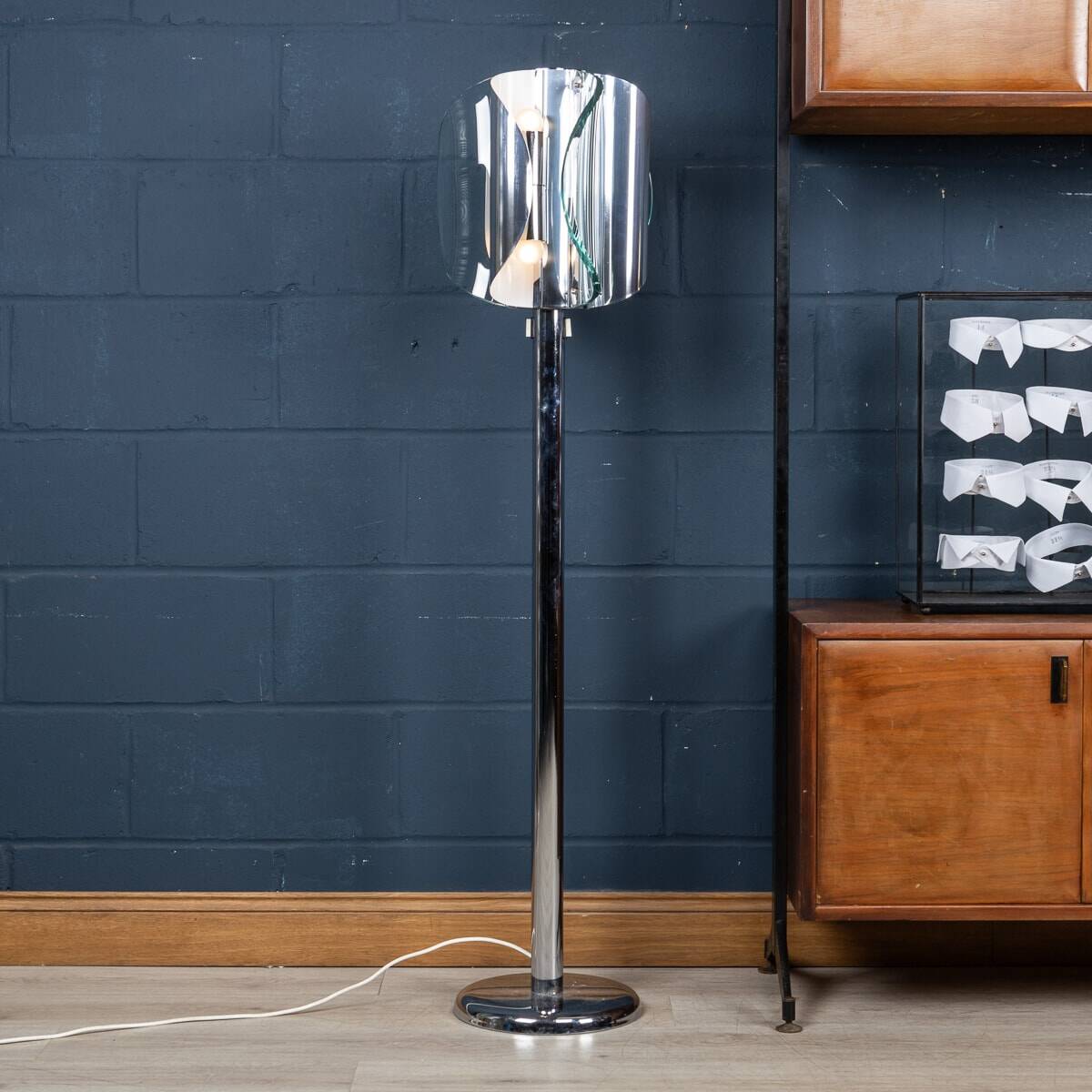 20th century italian chrome & glass floor lamp attributable to max ingrand
