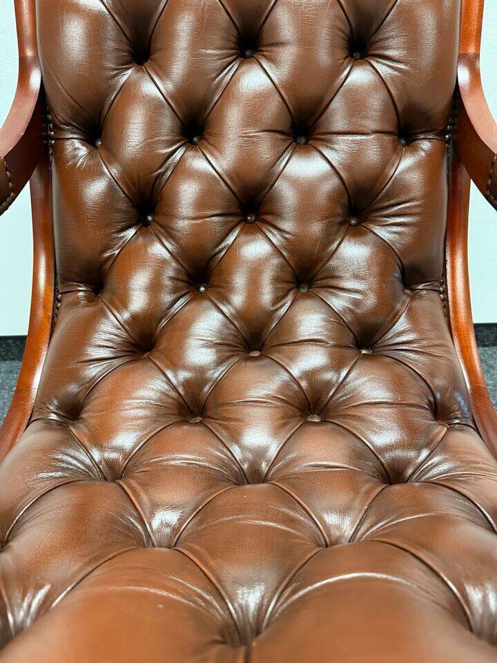 Chesterfield Brown Leather Rocking Chair