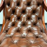 Fauteuil à bascule Chesterfield en cuir marron