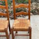 4 Vintage Farmhouse Style Dining Chairs in Solid Oak Straw Wood
