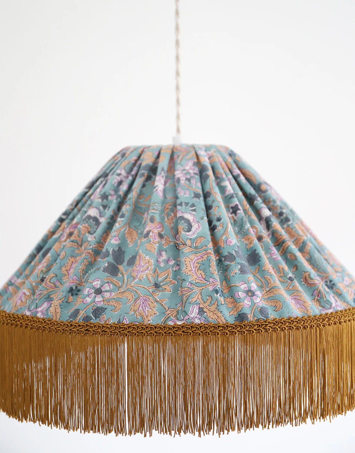 Bella conical textile suspension printed with "Indian Bloom"