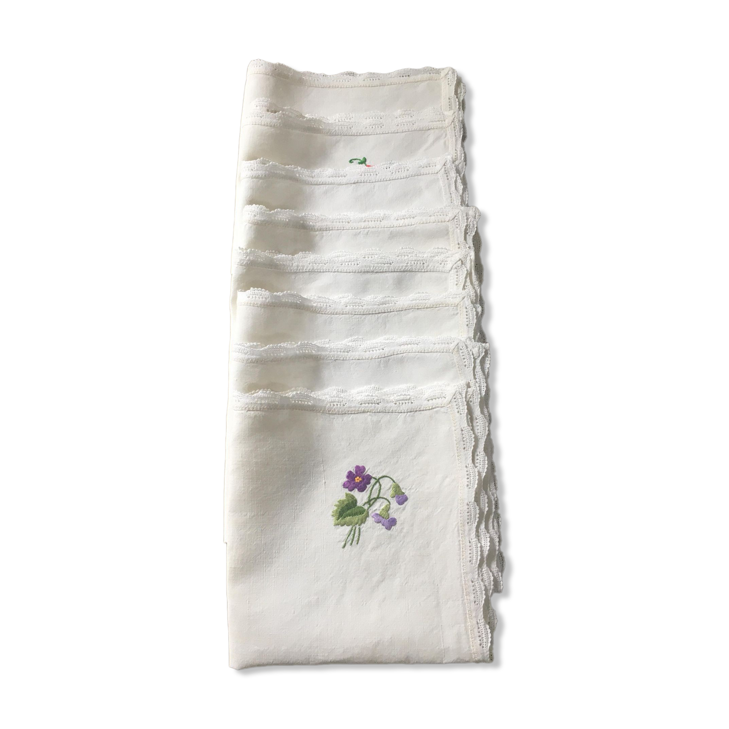 8 hand-embroidered napkins