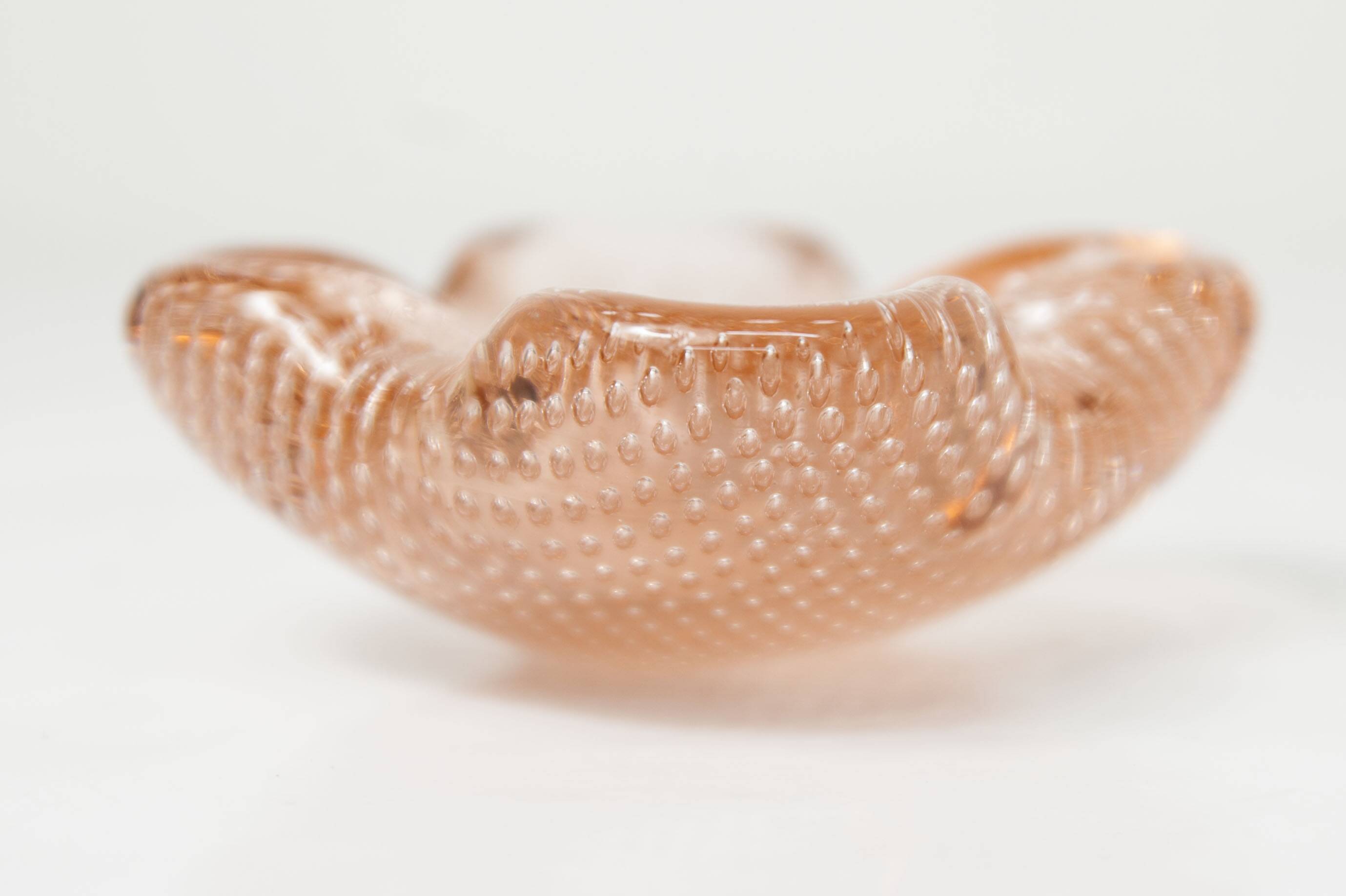 Murano ashtray, pink with bubbles, 1960, 7.5cm