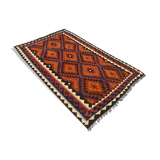 Vintage Afghan Tribal Kilim Wool Rug 252x154 cm Red, Orange, Brown, Black Large