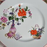 Set of 6 porcelain plates, floral and fruit patterns, 20 22 cm