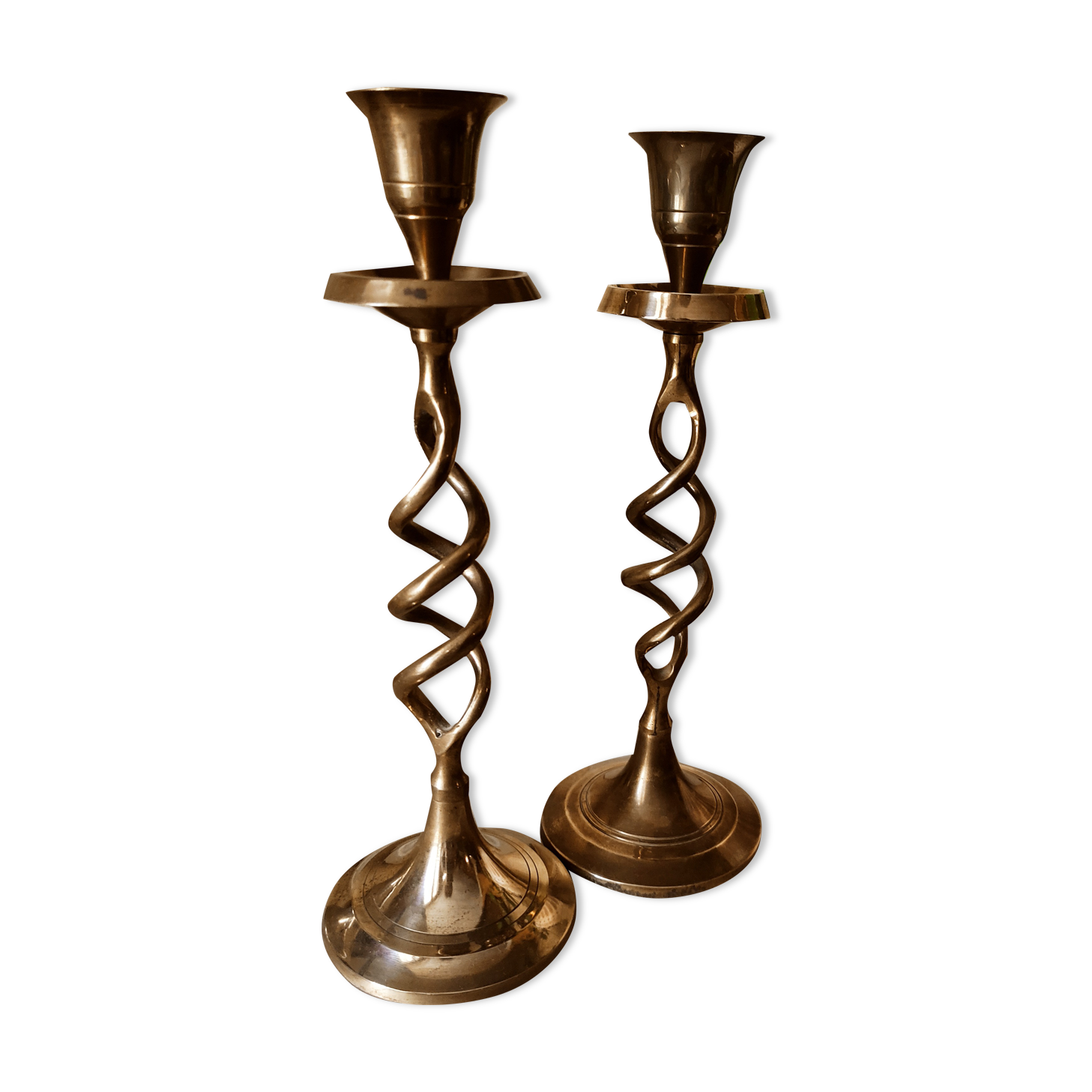 Set of 2 Scandinavian brass candle holders