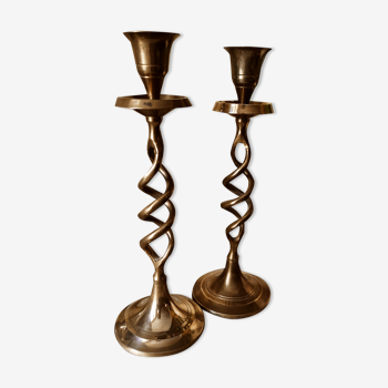 Set of 2 Scandinavian brass candle holders