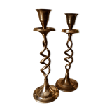 Set of 2 Scandinavian brass candle holders