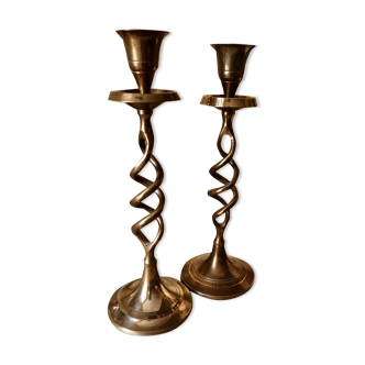 Set of 2 Scandinavian brass candle holders