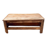 Vintage and rustic TV stand or coffee table in carved raw wood