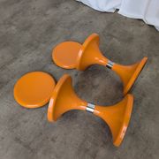 Set of 2 Orange Vintage Mushroom Stool “Jurček” by Meblo, 1960s – Space Age