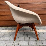 Armchair shell, renovated fabric with buckles, design F.Jiràk for Vertex, vintage Czech 1960s