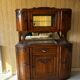 Buffet vaisselier Art déco ancien en bois massif et marbre