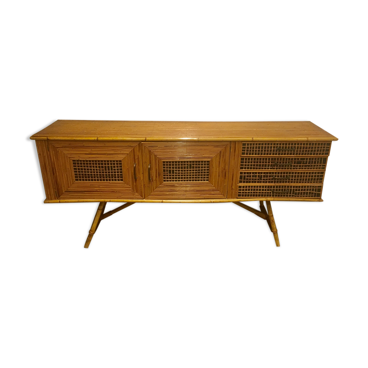 Sideboard in rattan and wicker