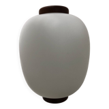 Vintage Scandinavian style opaline and teak pendant light