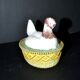 Portieux painted opaline glass hen candy box
