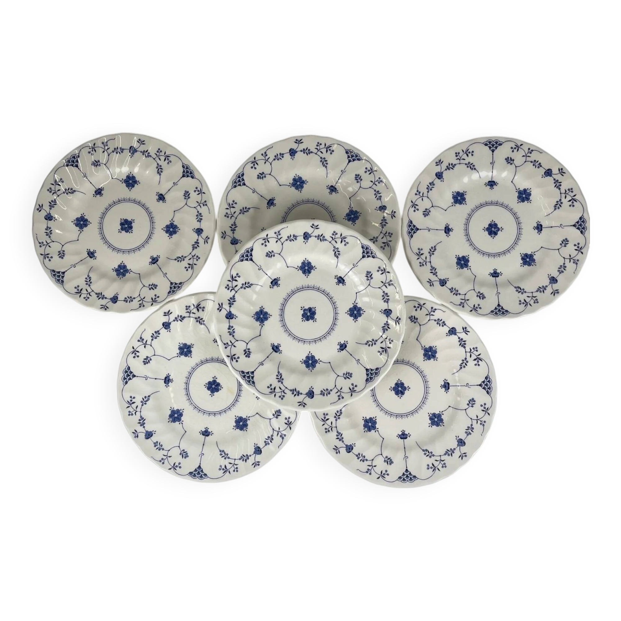 Set de 6 assiettes à dessert Myott Meakin, Angleterre, bleu
