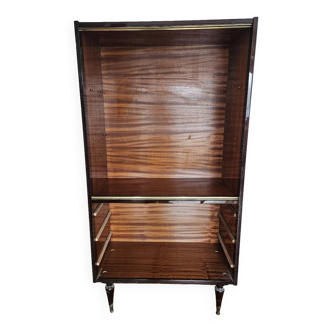 Varnished wood bookcase with 2 glass doors