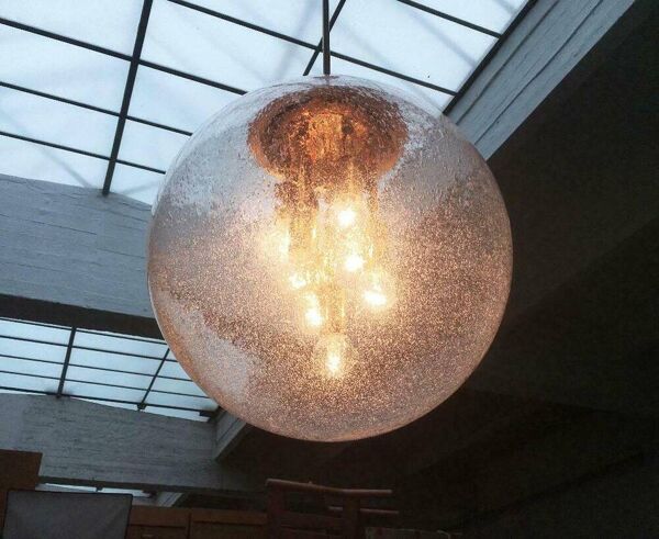 Suspension sphérique en verre et laiton Space Age, Allemagne années 1960