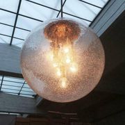 Large glass and brass planet ball pendant lamp from the mid-century German space age, 1960s.