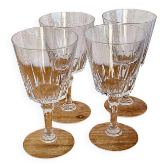 Set of 4 crystal stem glasses from Cristal d'Arques, Versailles model.