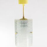 Rectangular suspension lamp in engraved glass from the 70s