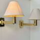 Pair of vintage adjustable wall lights, solid brass, Sweden 1970