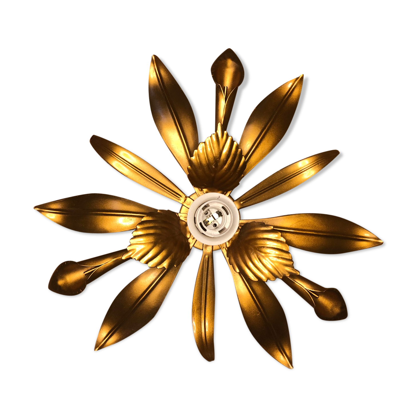 Vintage gold metal flower wall light