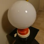 Opaline glass and wood table lamp, Italy, 1970s