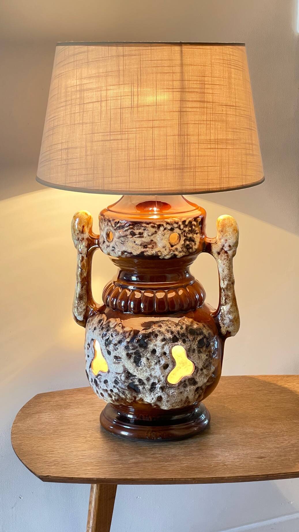 Lamp ceramic fat lava double lighting 70s