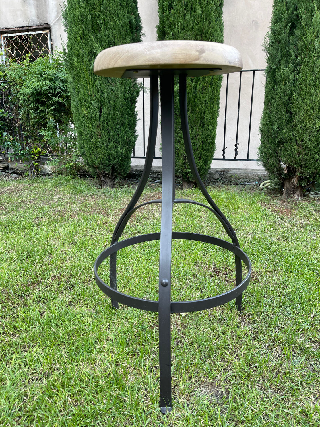 Wood and metal stool