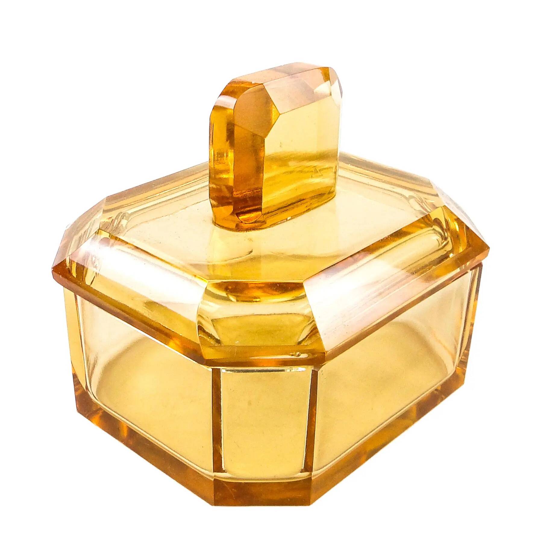 Bonbonnière Art Déco, cristal, Moser, Tchécoslovaquie, années 1930