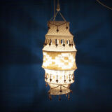 Crochet and wood chandelier