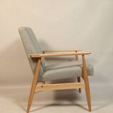 Fauteuil Vintage Gris Clair Design Scandinave Revêtement Laine