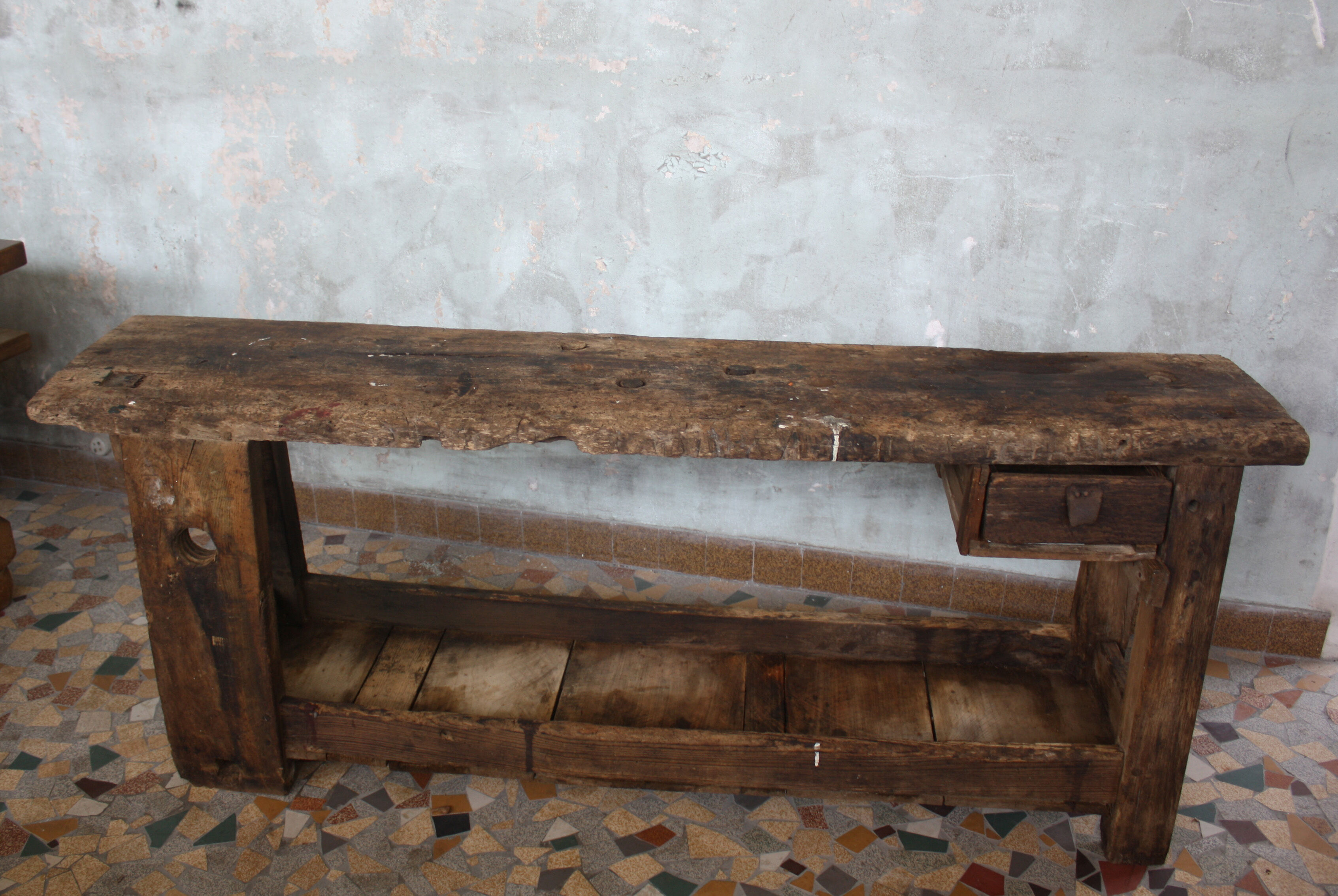 Ancient wooden workbench