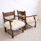 Austrian reform–Werkbund pair of armchairs, design attributed to Oskar Strnad, late 1920s – early 1930s. (extremely rare)