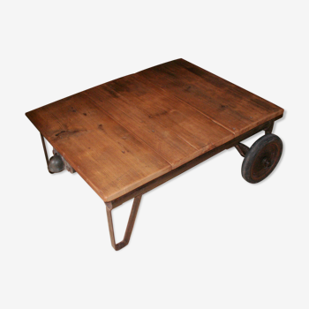 Industrial coffee table factory cart