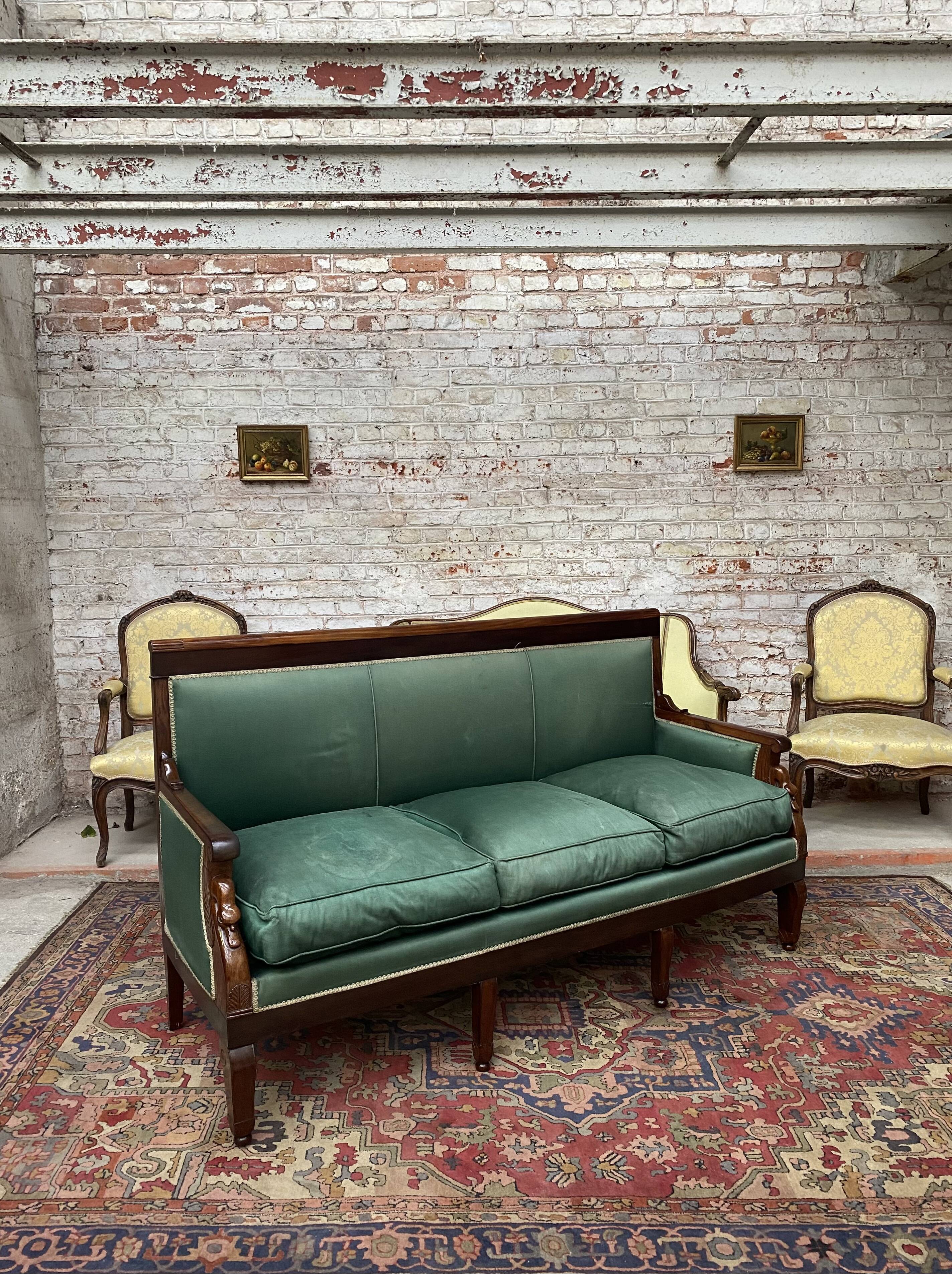 Mahogany bench in empire style xix th century