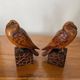 Pair of Art Deco bookend birds in carved wood cubizing 1930