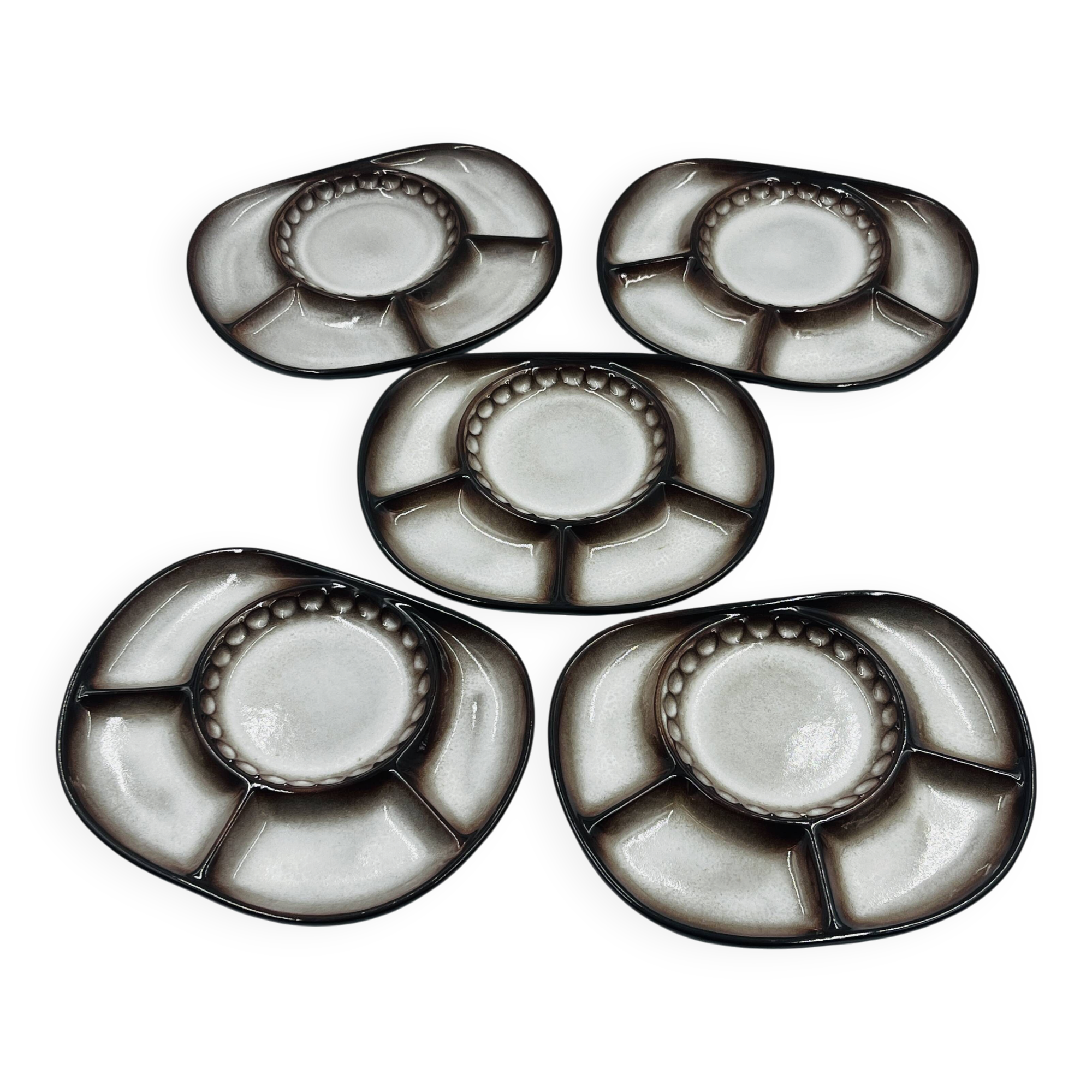 Set of 5 compartmentalised plates by Steuler attributed to Cari Zalloni.