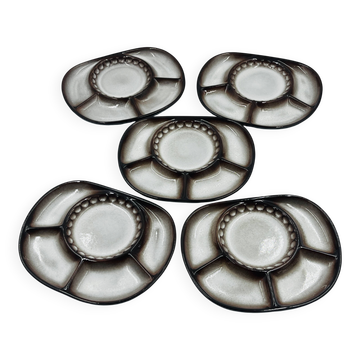 Lot de 5 assiettes compartimentées Steuler attribuées à Cari Zalloni
