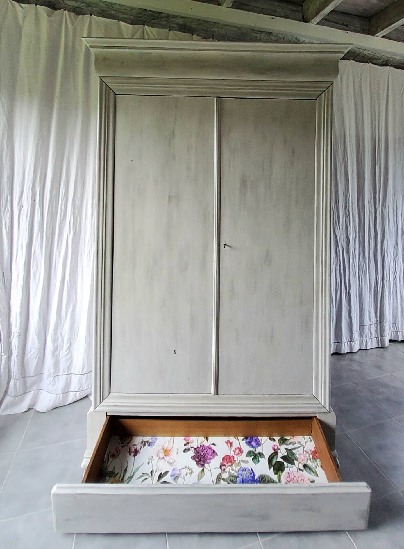 Antique patinated wardrobe