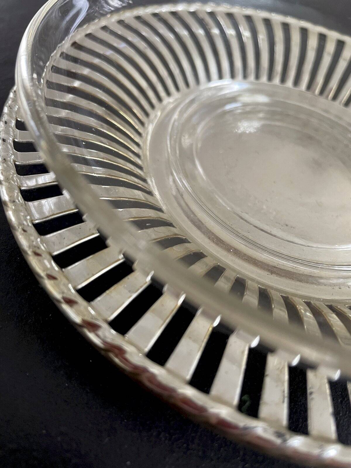 Beurrier ancien Duralex verre et métal
