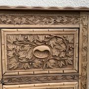 Commode vintage basse Padouk Massif sculpté 1950