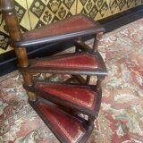 Red leather library staircase