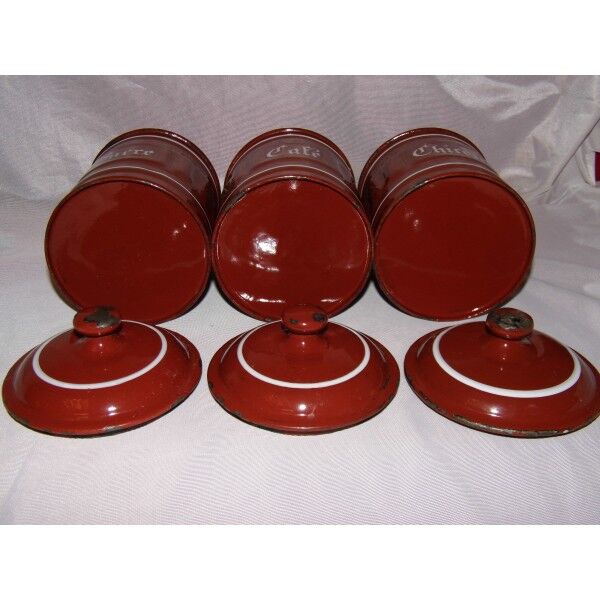 Set of 3 vintage enamelled spice boxes