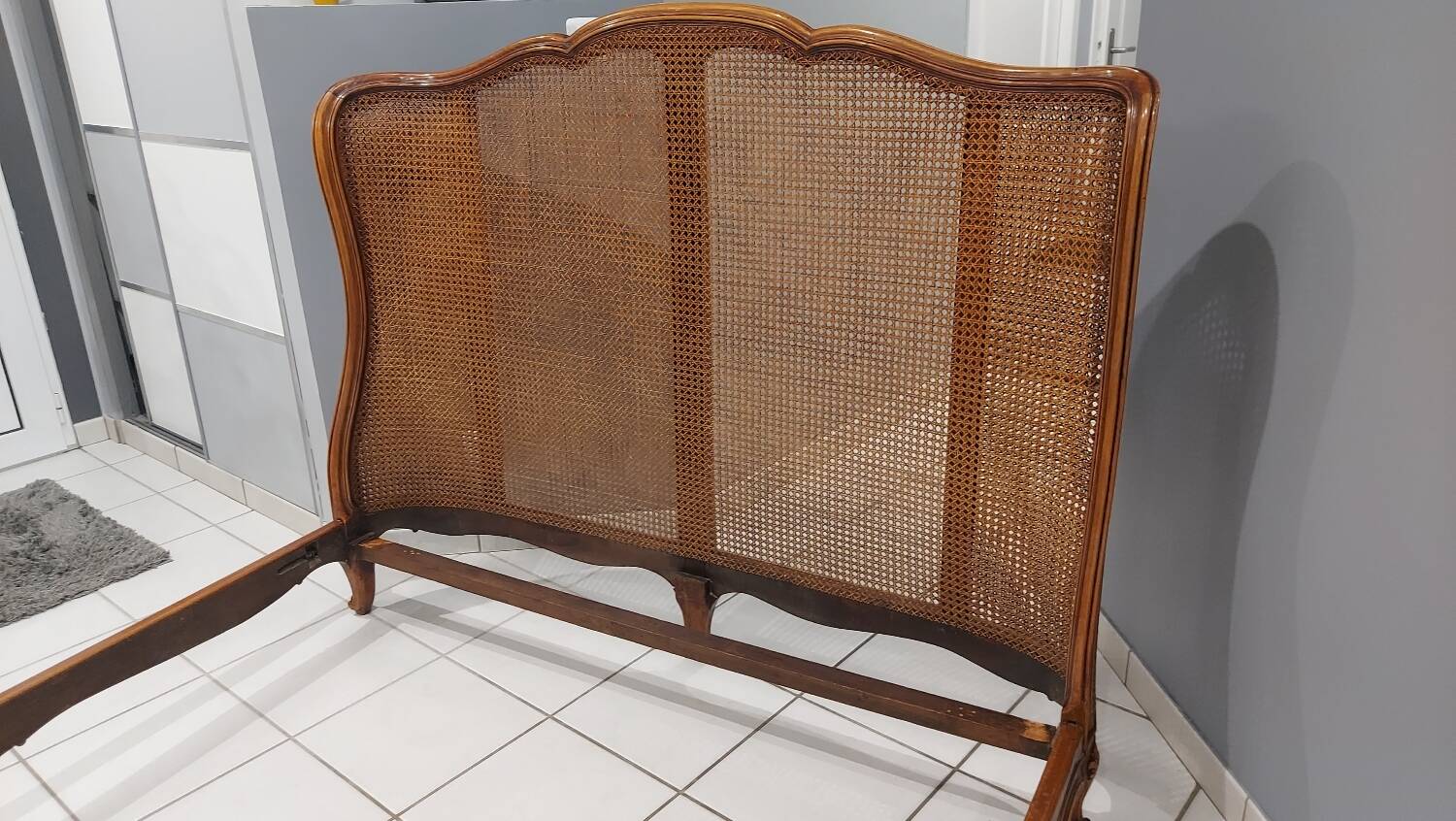 Louis XV style double cane basket bed, mid-20th century